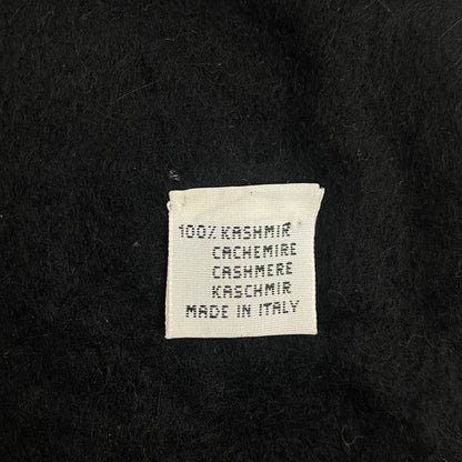 Fendi Scarf Large Shawl Cashmere Silk Fur Embroidery Logo Fringe Black — view 6