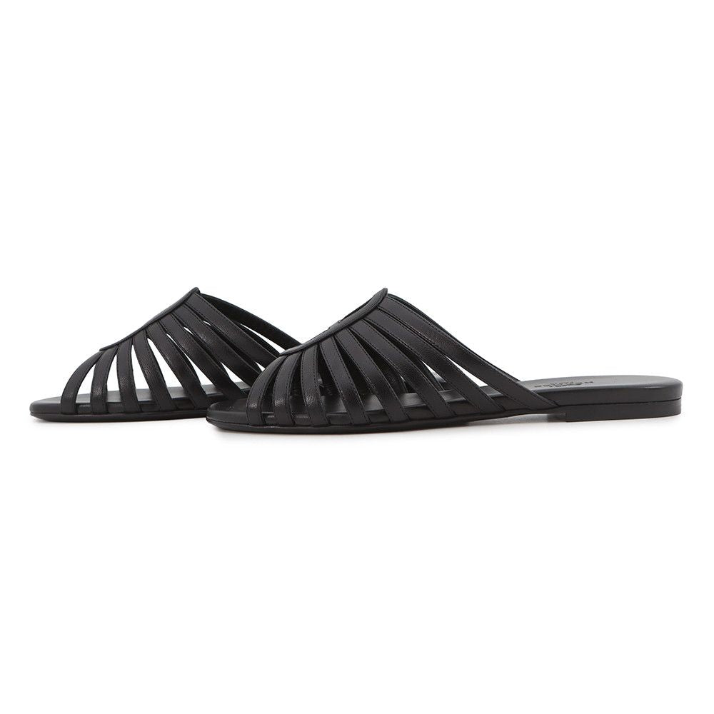 Hermes Sandals Noria Leather Shoes Black 37 — view 2