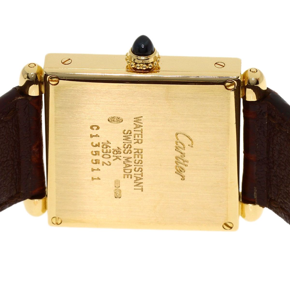 Cartier Tank Obu Watch 18K Yellow Gold Leather — view 6