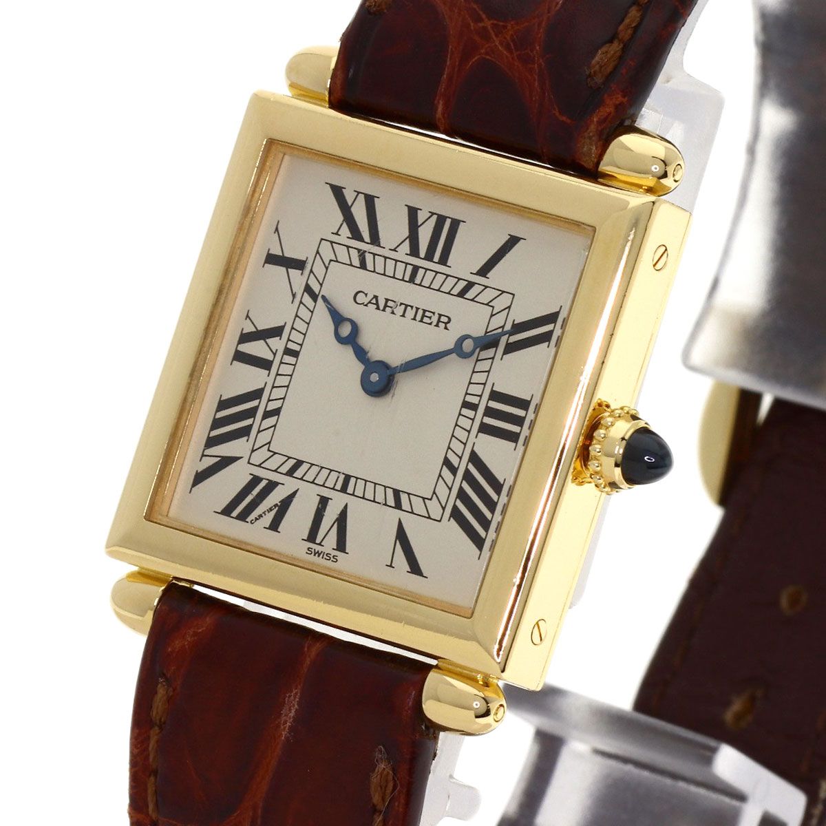 Cartier Tank Obu Watch 18K Yellow Gold Leather — view 3