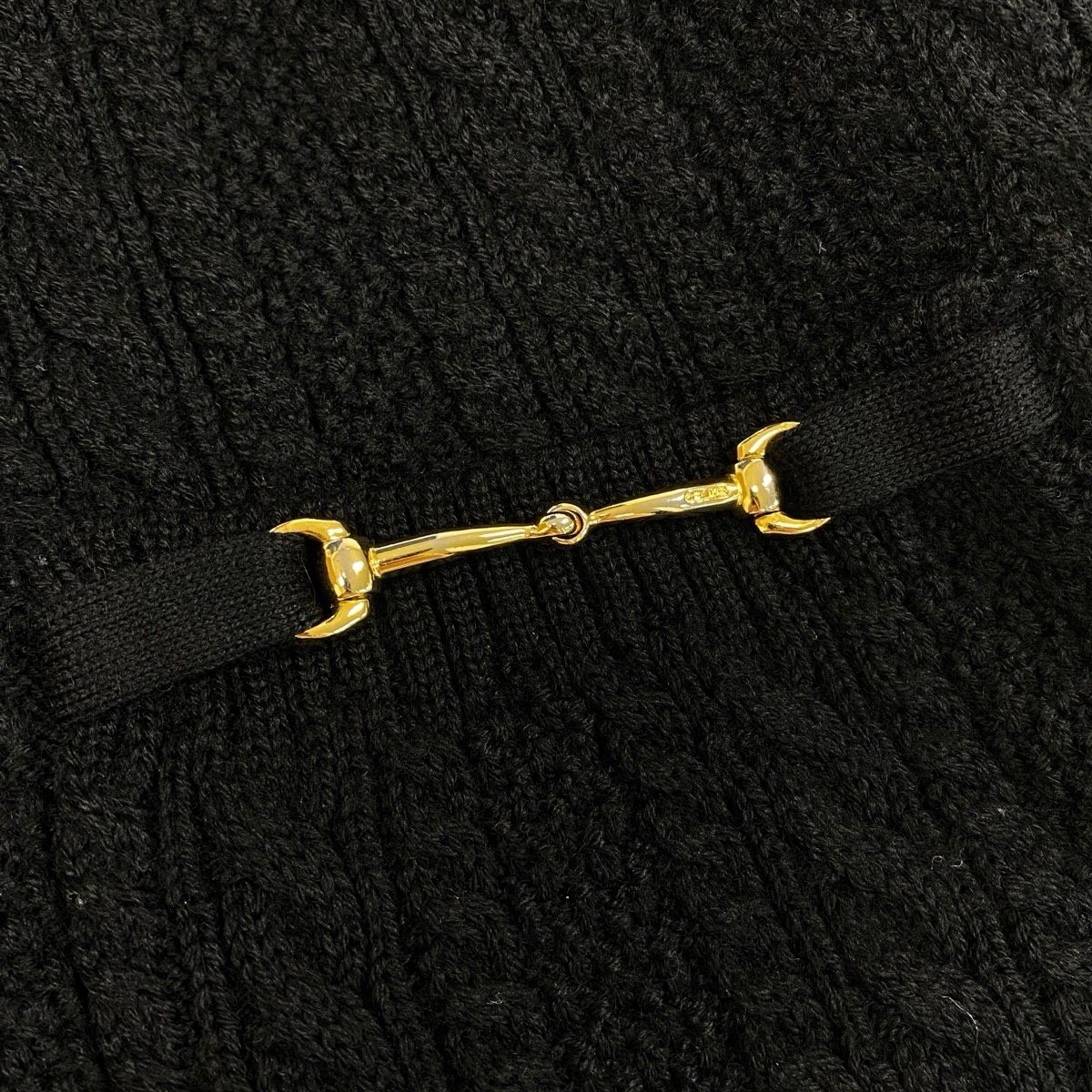 Celine Vintage Knit Cardigan Cable Gold Button 42 Black Wool — view 7