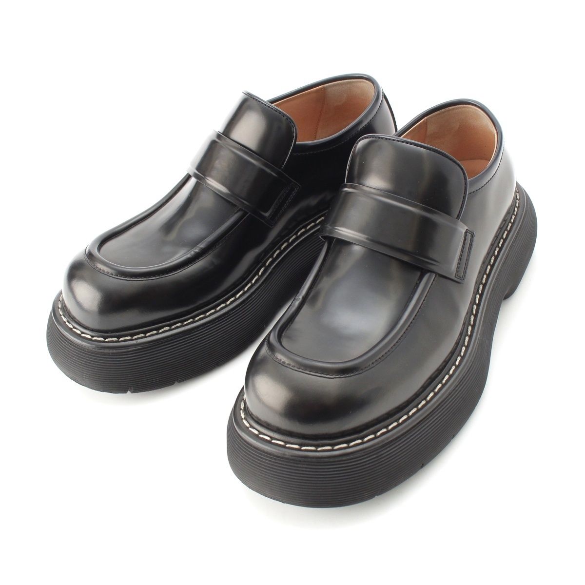 Bottega Veneta Swell Leather Platform Loafers Boots Shoes Black