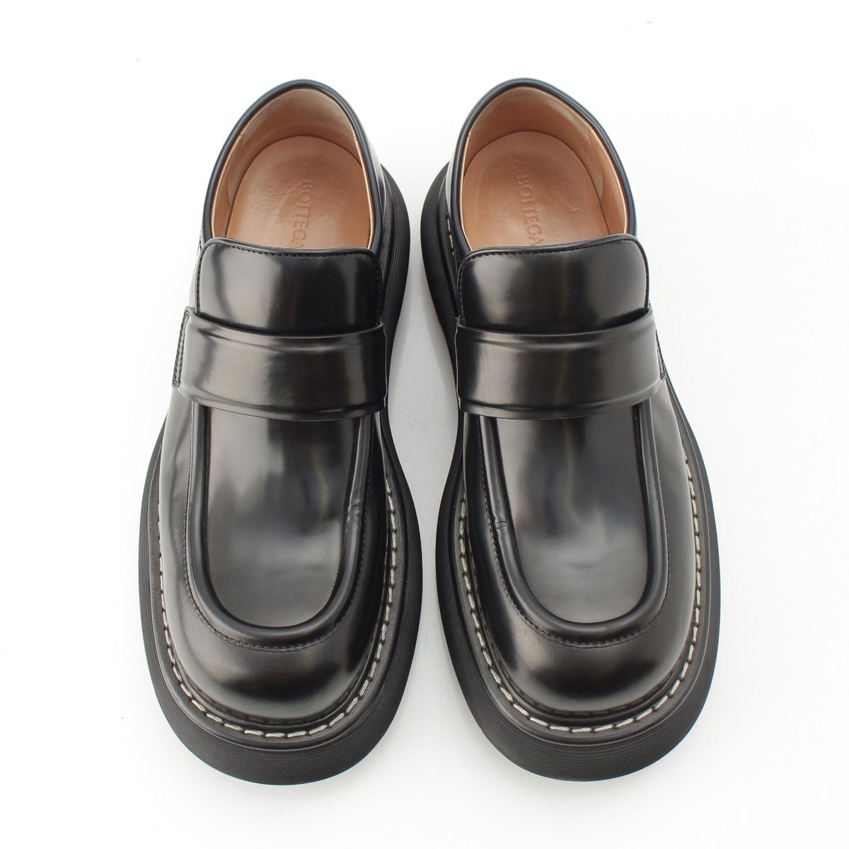 Bottega Veneta Swell Leather Platform Loafers Boots Shoes Black — view 2