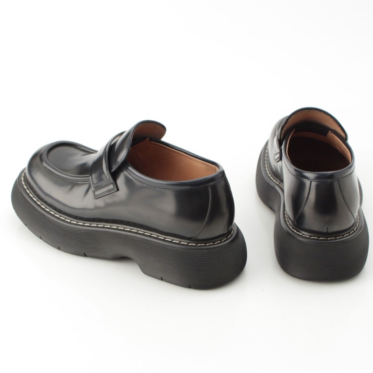 Bottega Veneta Swell Leather Platform Loafers Boots Shoes Black — view 4
