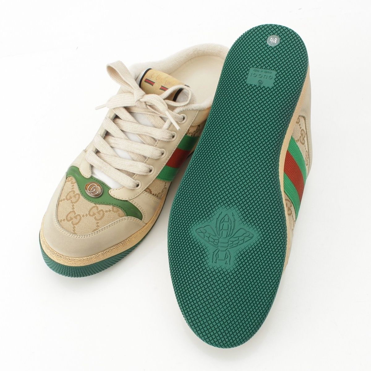 Gucci Screener Leather Sandals Shoes Beige — view 5