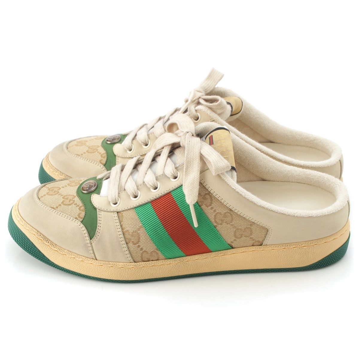 Gucci Screener Leather Sandals Shoes Beige — view 3