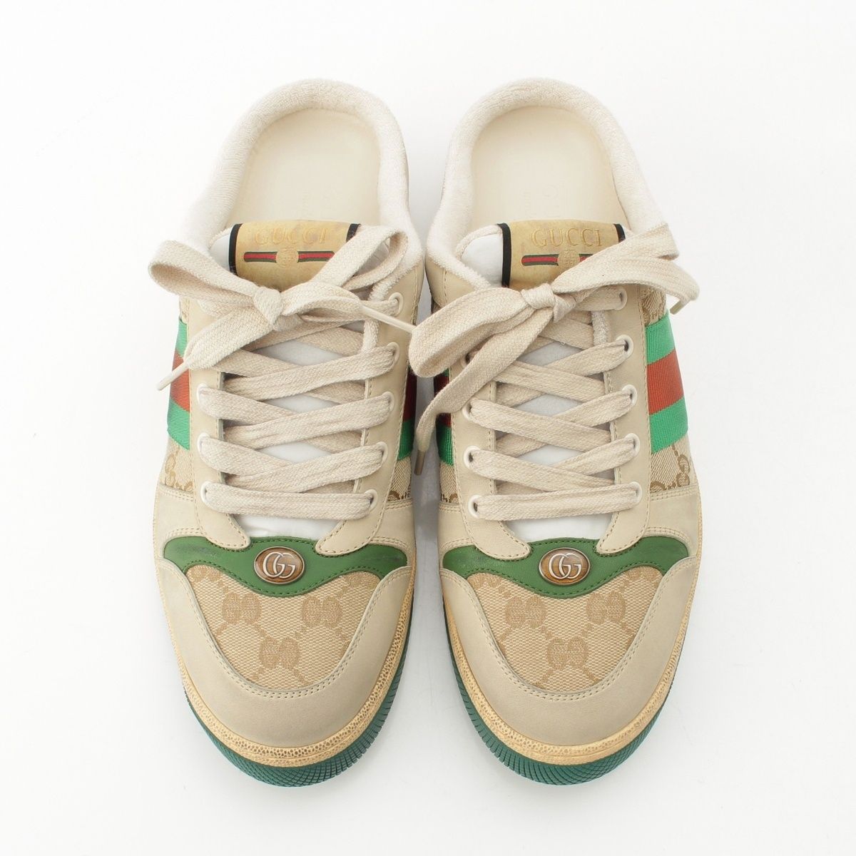 Gucci Screener Leather Sandals Shoes Beige — view 2