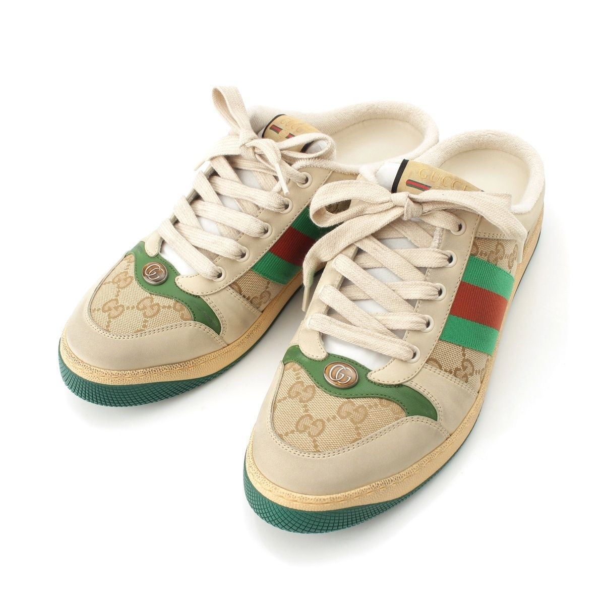 Gucci Screener Leather Sandals Shoes Beige
