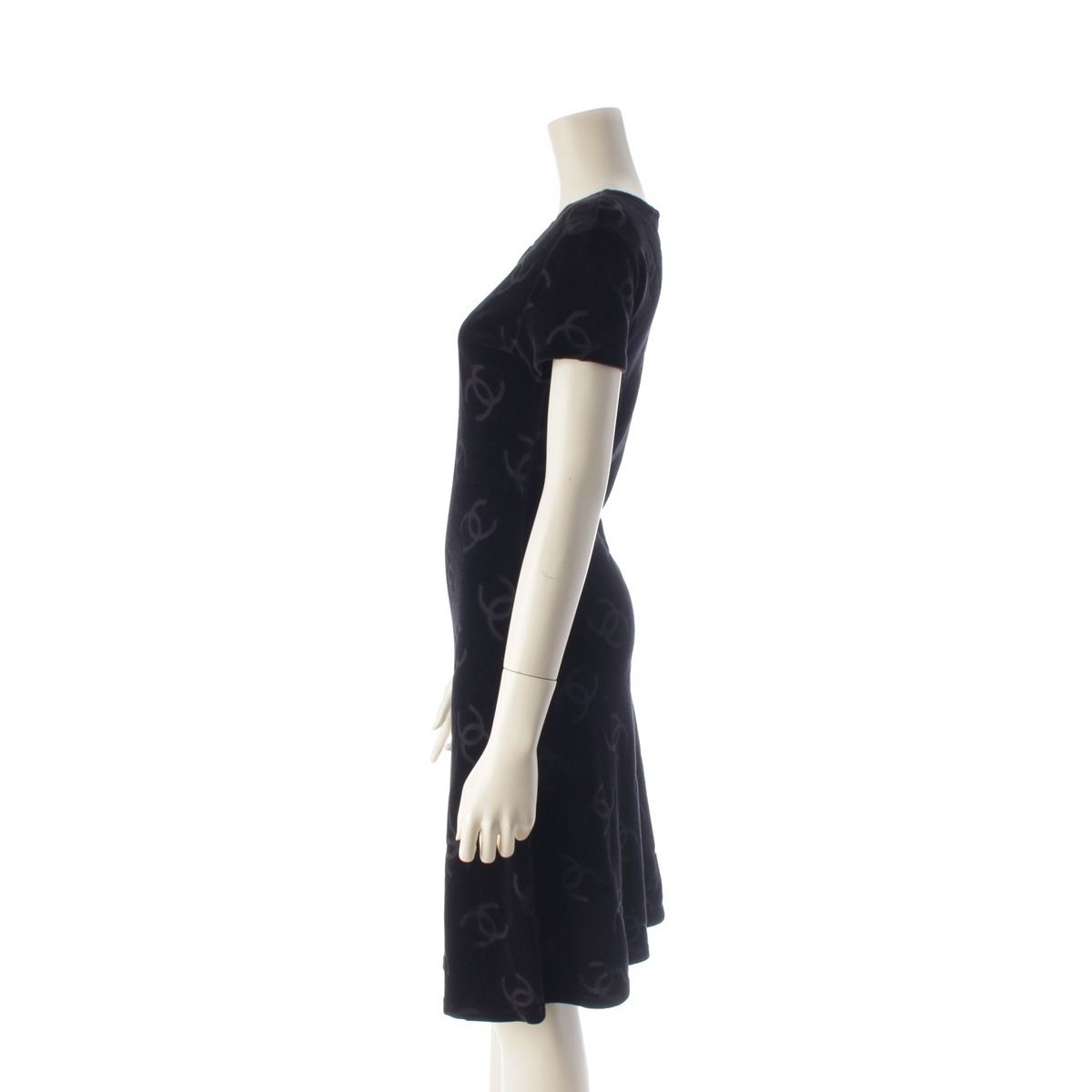 Chanel 96P Cotton Nylon Velour Dress Top Skirt Black 36 — view 3