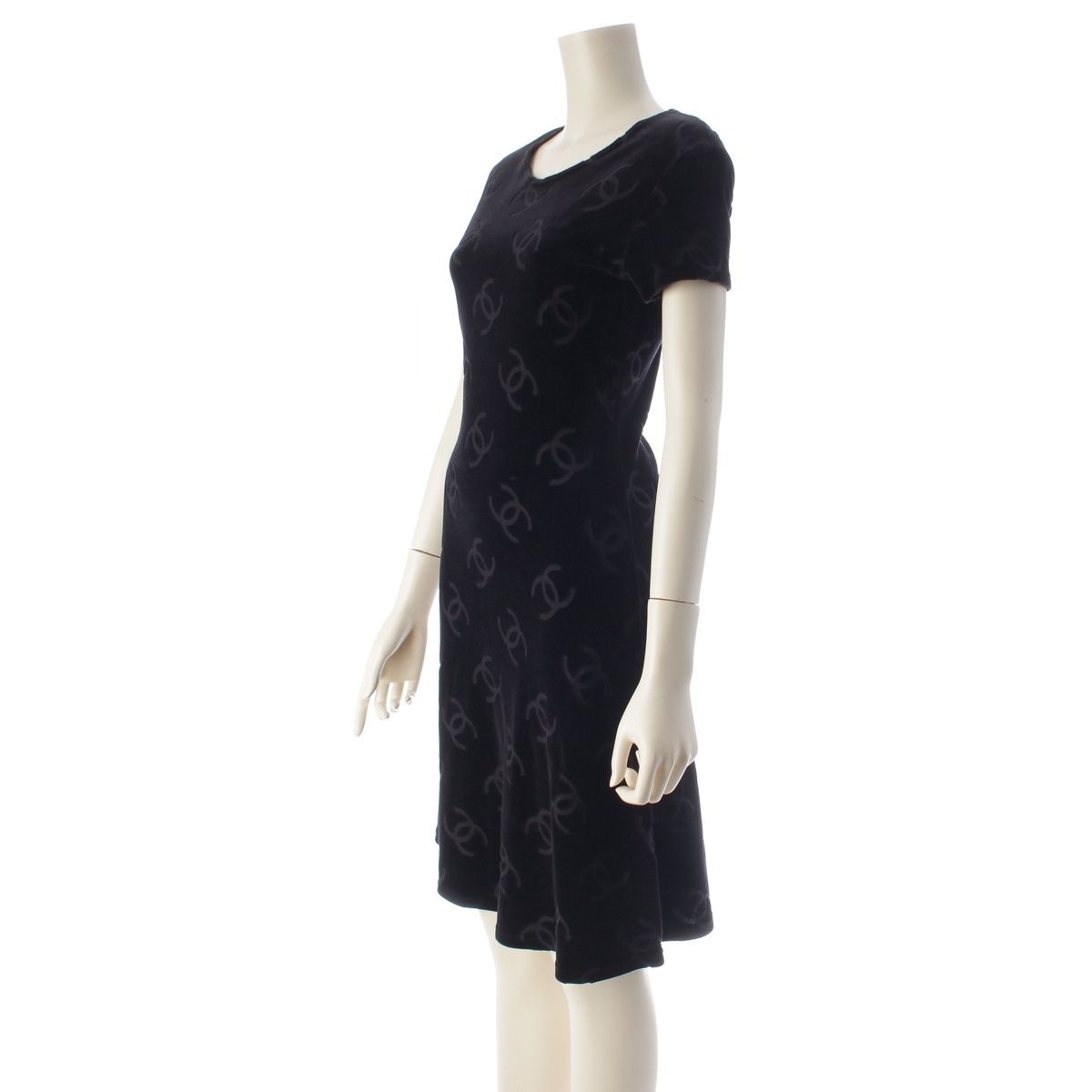 Chanel 96P Cotton Nylon Velour Dress Top Skirt Black 36 — view 2