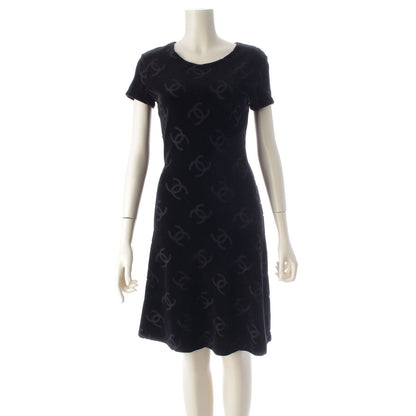 Chanel 96P Cotton Nylon Velour Dress Top Skirt Black 36