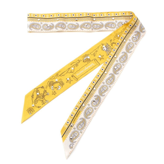 Hermes Twilly Ribbon Courte Sailor Tattoo Bandana Silk Scarf Yellow