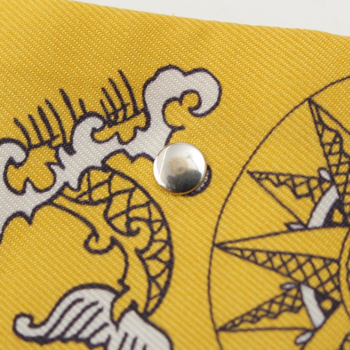 Hermes Twilly Ribbon Courte Sailor Tattoo Bandana Silk Scarf Yellow — view 7