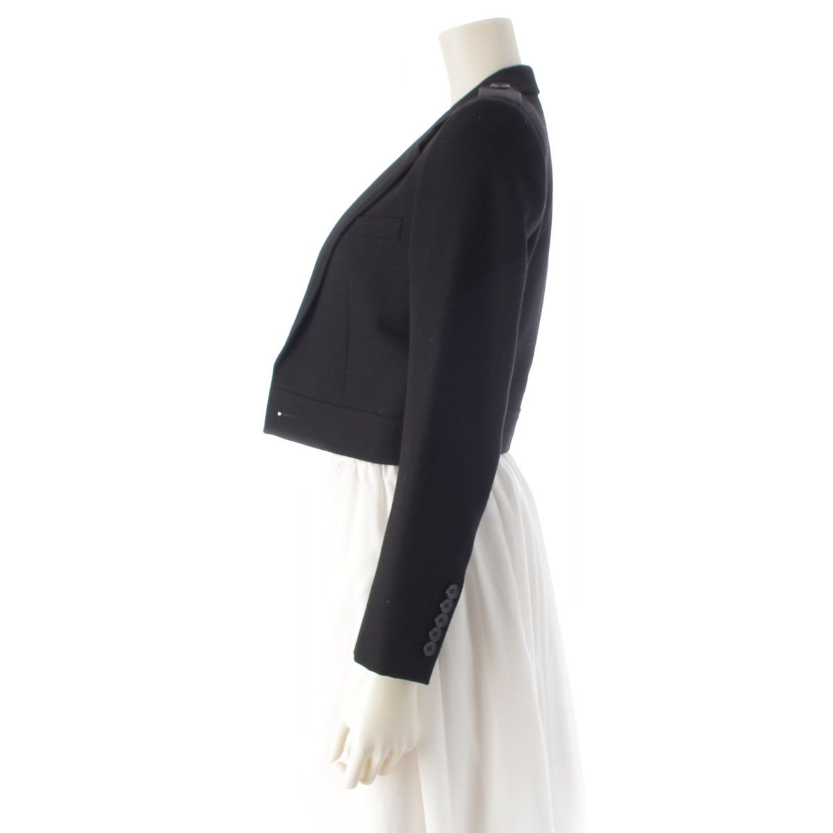 Saint Laurent Wool Cropped Jacket Black — view 3