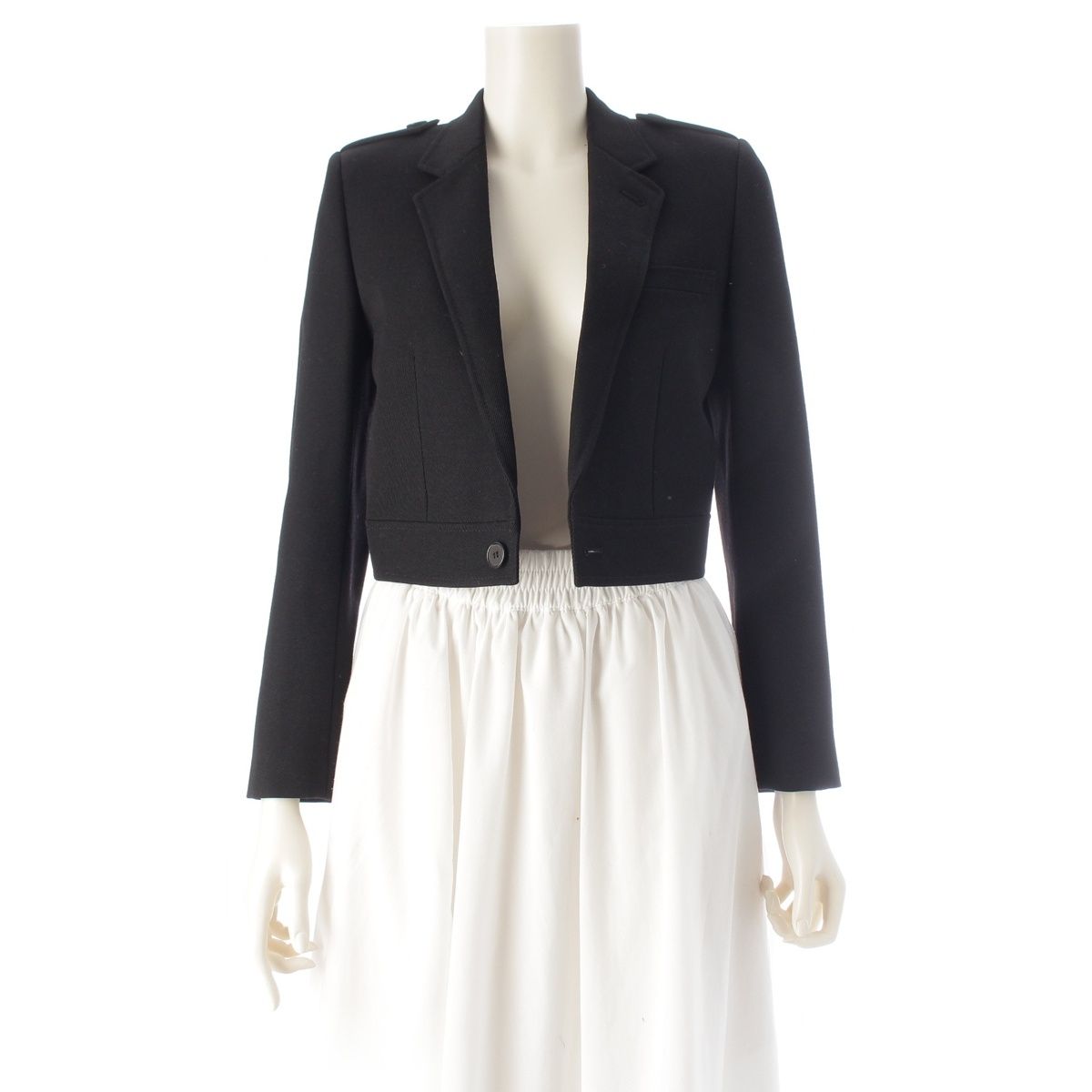 Saint Laurent Wool Cropped Jacket Black