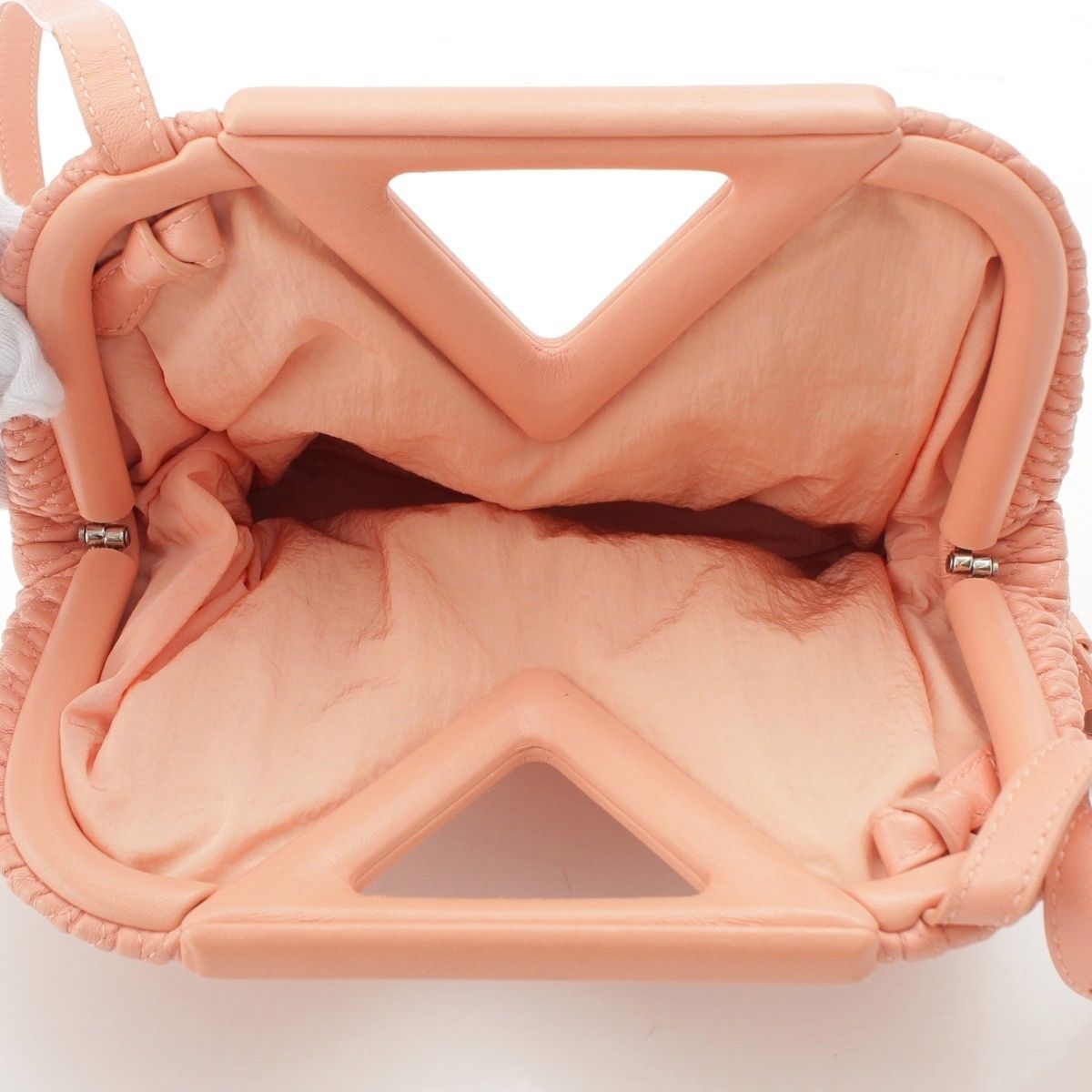 Bottega Veneta Leather Point Small Shoulder Bag Pink — view 6