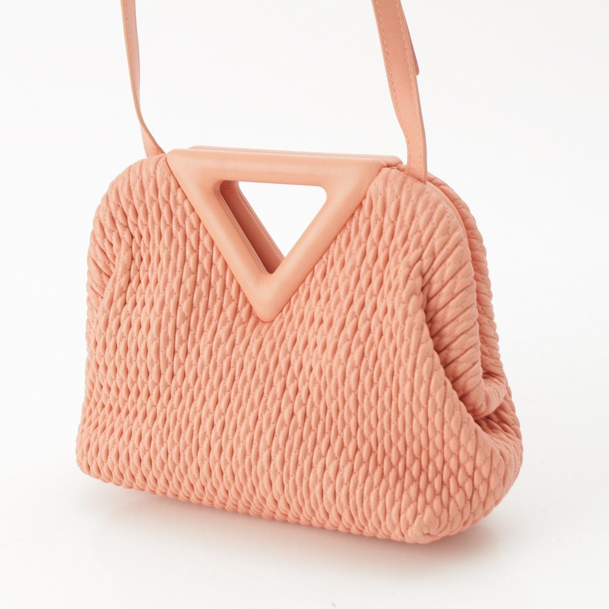 Bottega Veneta Leather Point Small Shoulder Bag Pink — view 2