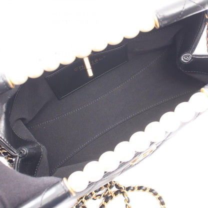 Chanel Shoulder Bag Quilted Pearl Handle 2-Way Black Lambskin Small Shopping — view 3