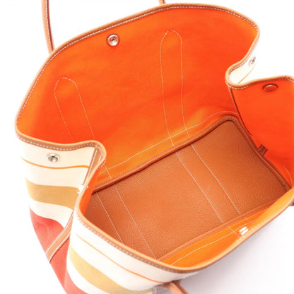 Hermes Tote Bag Garden Party PM Ecru Rouge Venetian Gold Go — view 3