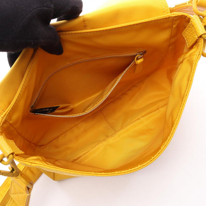 Fendi Shoulder Baguette Bucket Messenger Yellow Nylon Leather — view 3