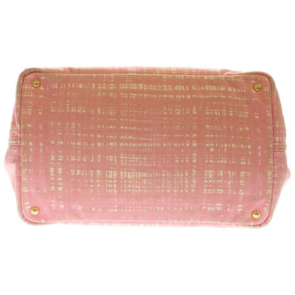 Prada Canapa Triangle Logo Canvas Tote Bag Pink — view 4