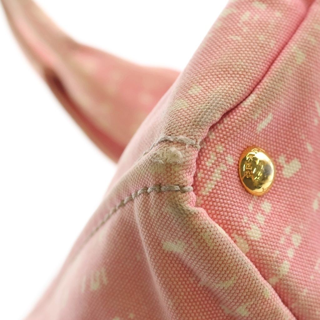Prada Canapa Triangle Logo Canvas Tote Bag Pink — view 7