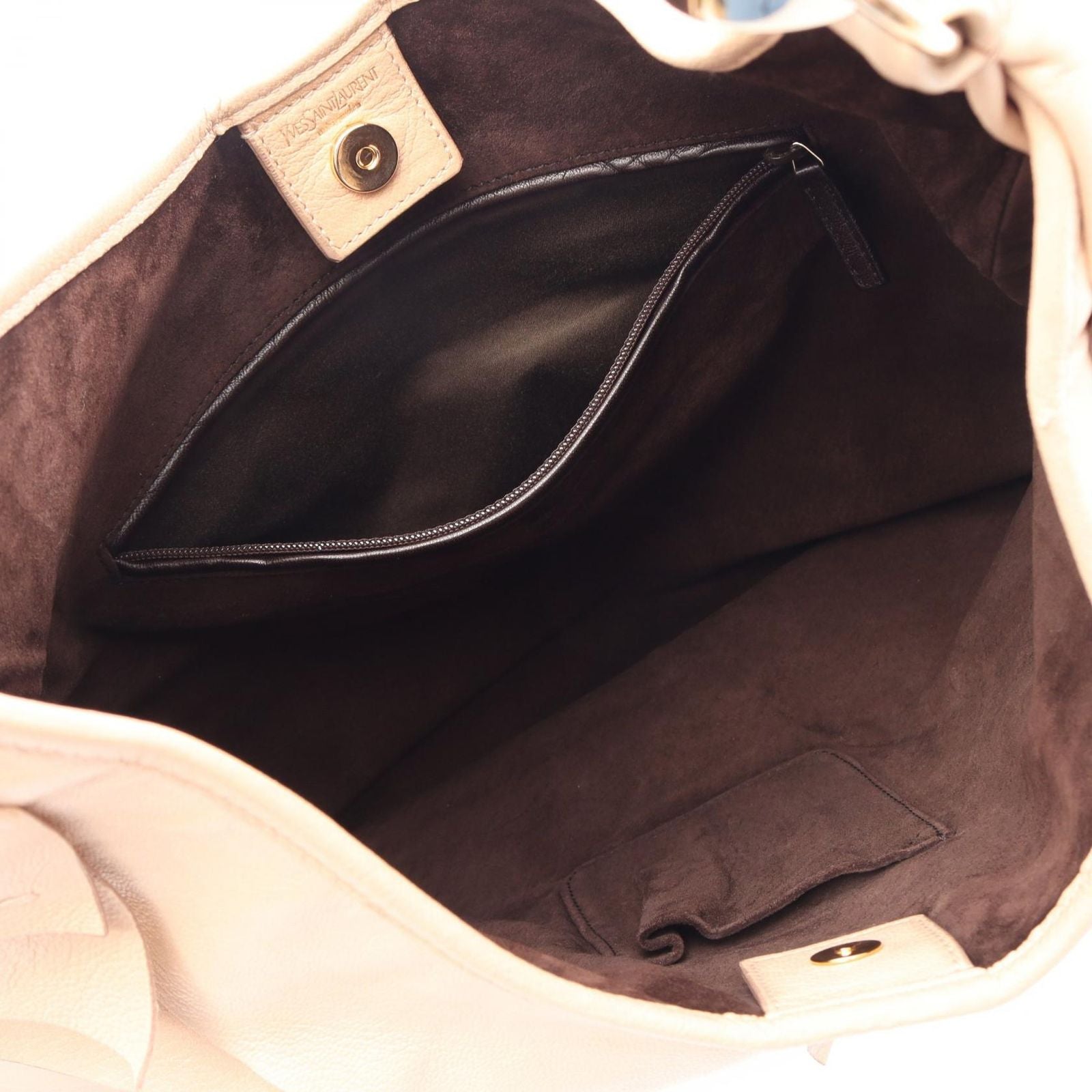 Saint Laurent Shoulder Bag Tropez Beige Leather Ruffle — view 3