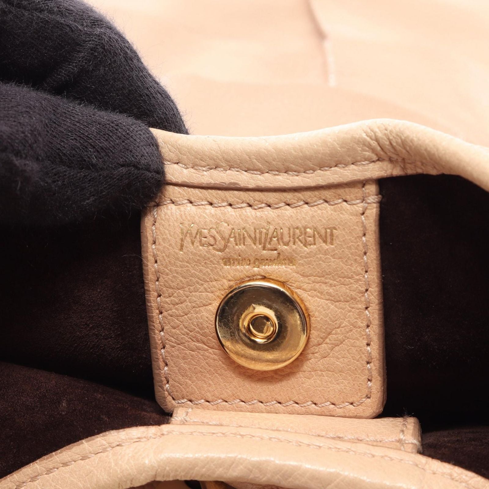 Saint Laurent Shoulder Bag Tropez Beige Leather Ruffle — view 4