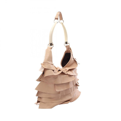 Saint Laurent Shoulder Bag Tropez Beige Leather Ruffle — view 2