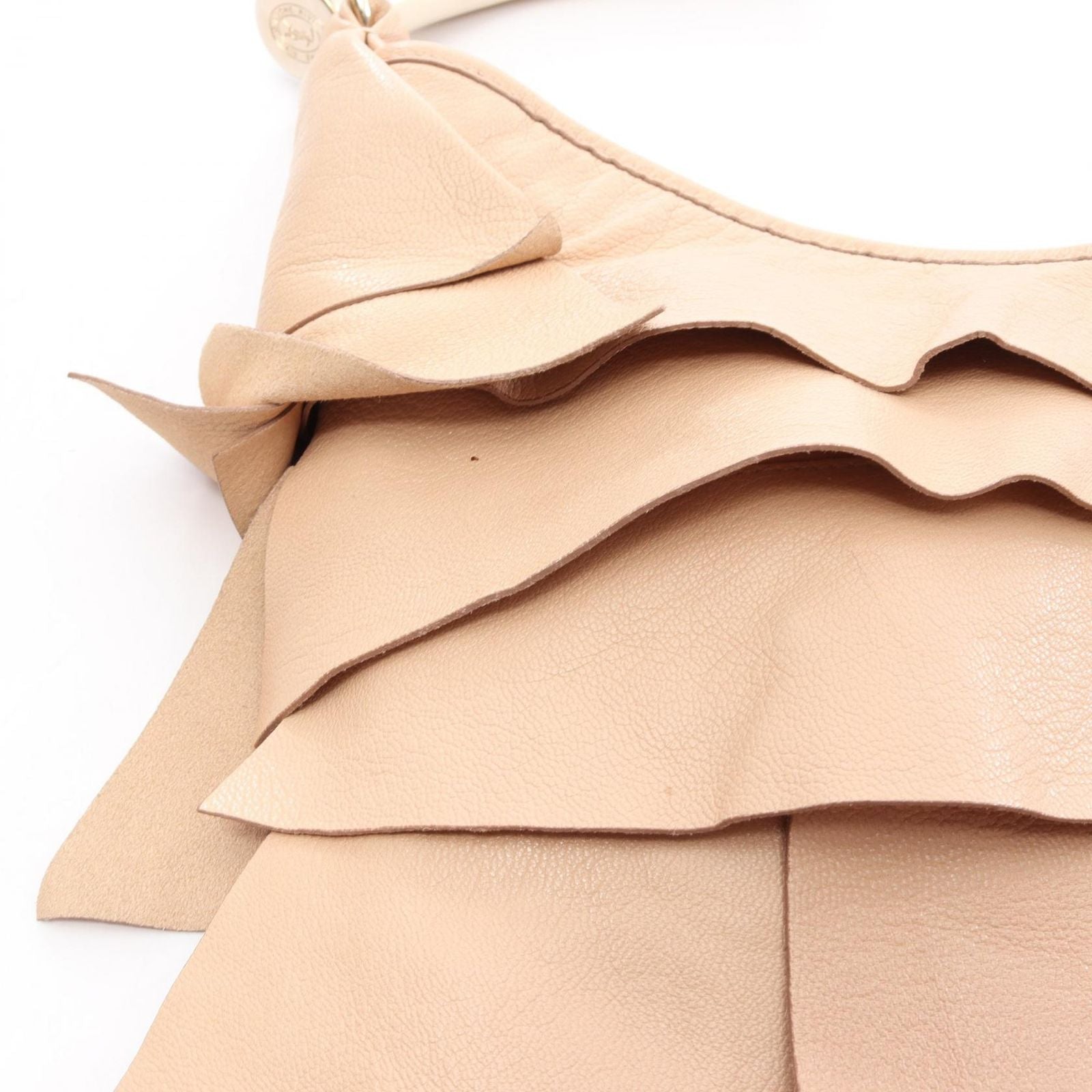 Saint Laurent Shoulder Bag Tropez Beige Leather Ruffle — view 7