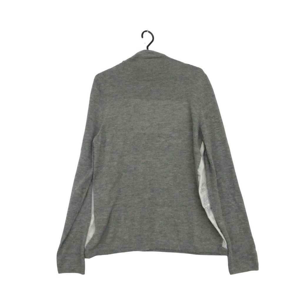 Hermes Knit Nordic Pattern High Neck Sweater Pullover Top Gray White XL — view 2