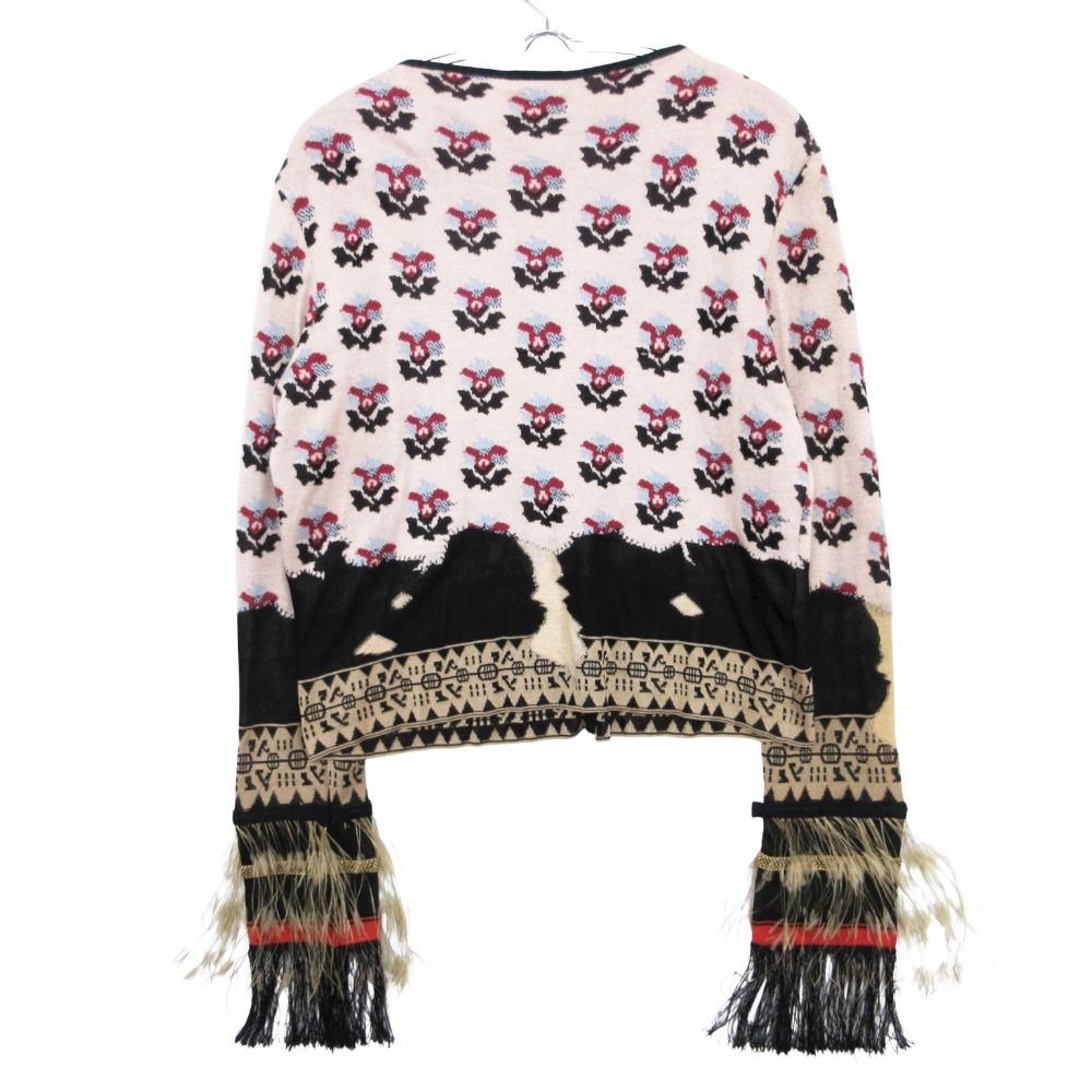 Chanel Cardigan Knit Jacket Neck Long Sleeve Fringe Feather Decoration CC Logo — view 2
