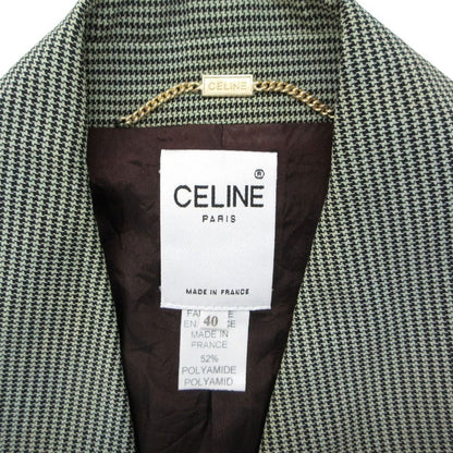 Celine Suit Set Dress Teil Jacket Houndstooth Logo Plate with Belt Vintage Black — view 6