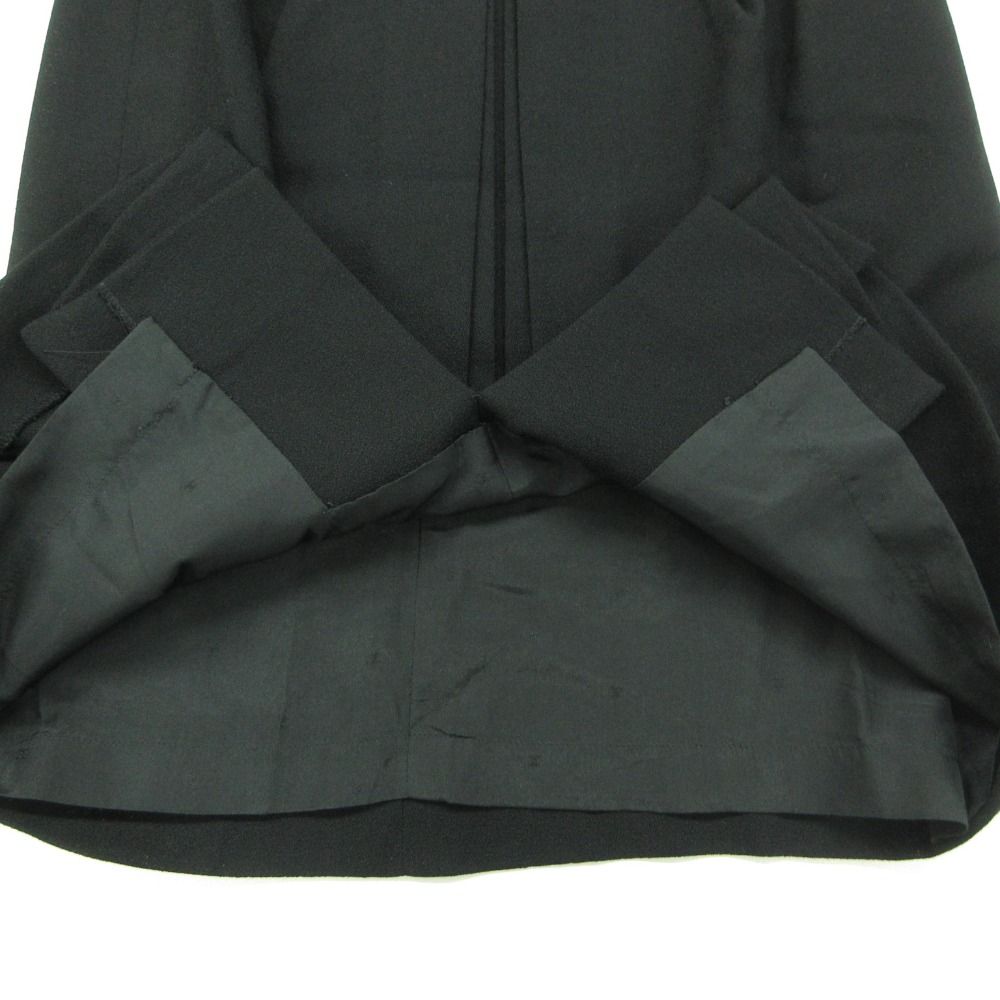 Chanel Skirt Tuck Slit Knee Length Wool Vintage Black — view 3