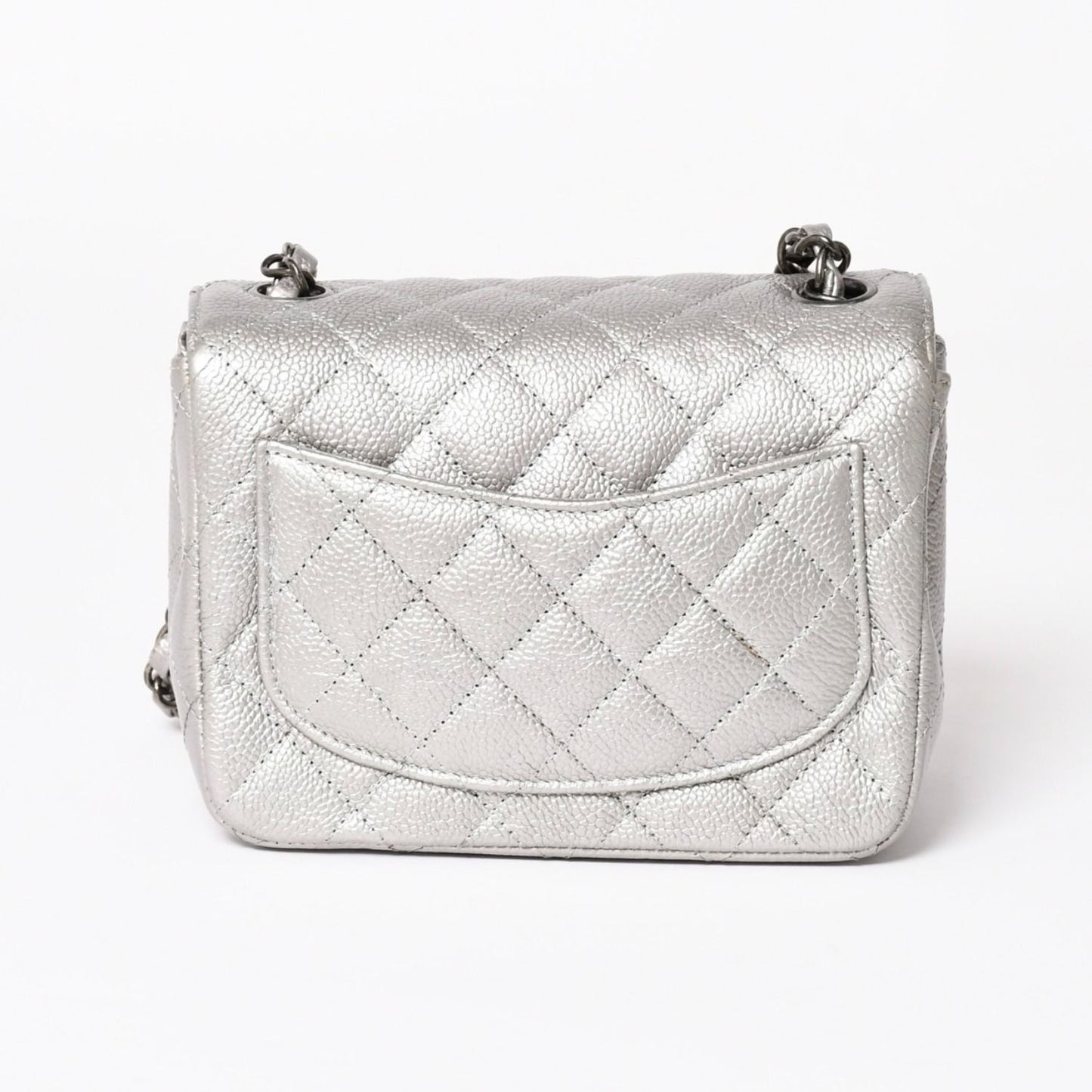 Chanel Mini Quilted 17 S Flap S Chain Shoulder Bag CC Logo Caviar Leather Silver — view 2