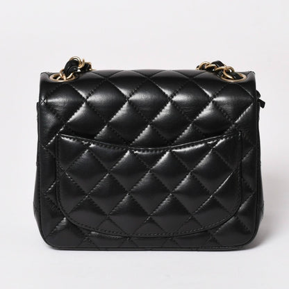 Chanel Mini Quilted 17 S Flap S Chain Shoulder Bag CC Logo Lambskin Black — view 2
