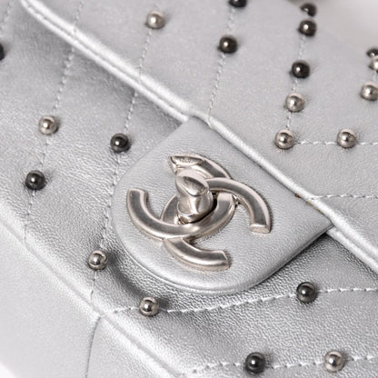 Chanel Chevron Stud Wars Chain Shoulder Bag CC Logo Calfskin Silver — view 7