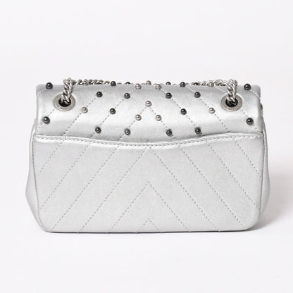 Chanel Chevron Stud Wars Chain Shoulder Bag CC Logo Calfskin Silver — view 2