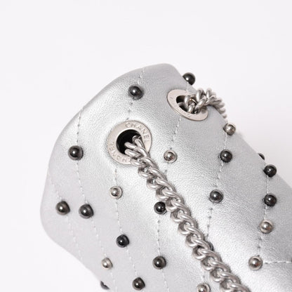 Chanel Chevron Stud Wars Chain Shoulder Bag CC Logo Calfskin Silver — view 4