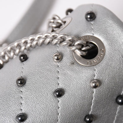 Chanel Chevron Stud Wars Chain Shoulder Bag CC Logo Calfskin Silver — view 5