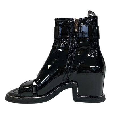 Louis Vuitton Short Boots Open Toe Moonlight Line LV Circle Logo Black