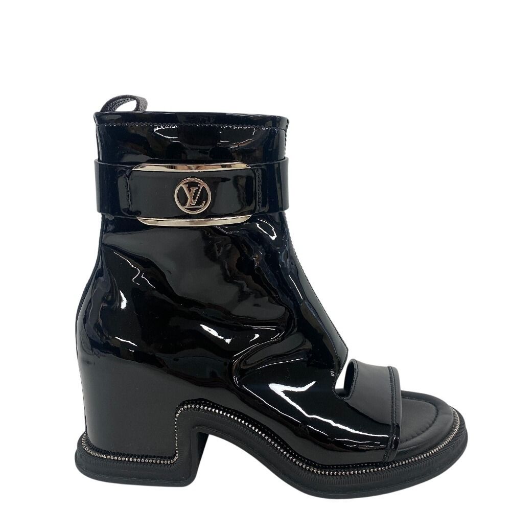 Louis Vuitton Short Boots Open Toe Moonlight Line LV Circle Logo Black — view 2