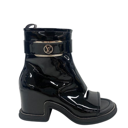 Louis Vuitton Short Boots Open Toe Moonlight Line LV Circle Logo Black — view 2