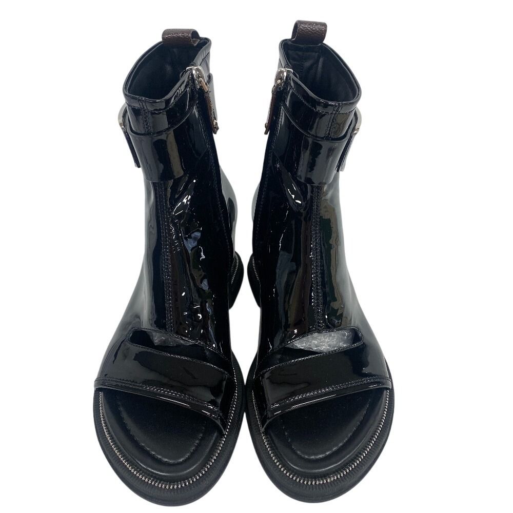 Louis Vuitton Short Boots Open Toe Moonlight Line LV Circle Logo Black — view 4