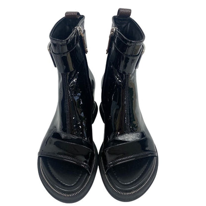 Louis Vuitton Short Boots Open Toe Moonlight Line LV Circle Logo Black — view 4