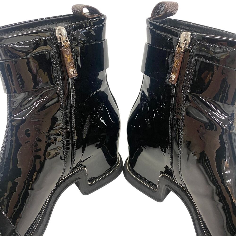 Louis Vuitton Short Boots Open Toe Moonlight Line LV Circle Logo Black — view 6