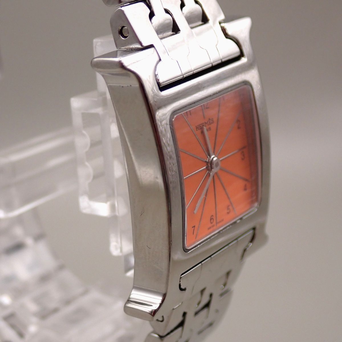 Hermes Watch Silver Orange Quartz — view 7