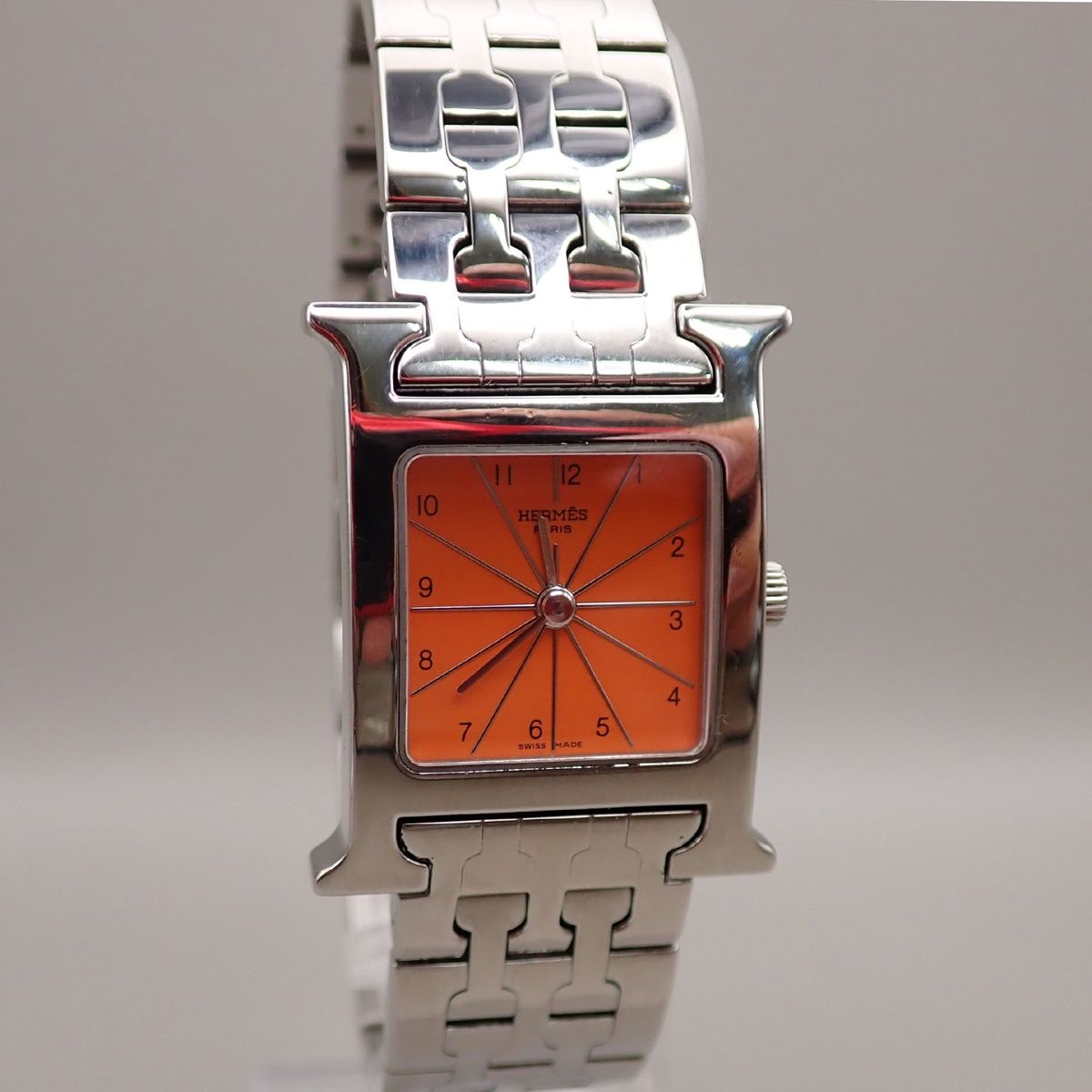 Hermes Watch Silver Orange Quartz — view 2