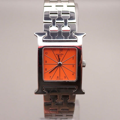 Hermes Watch Silver Orange Quartz