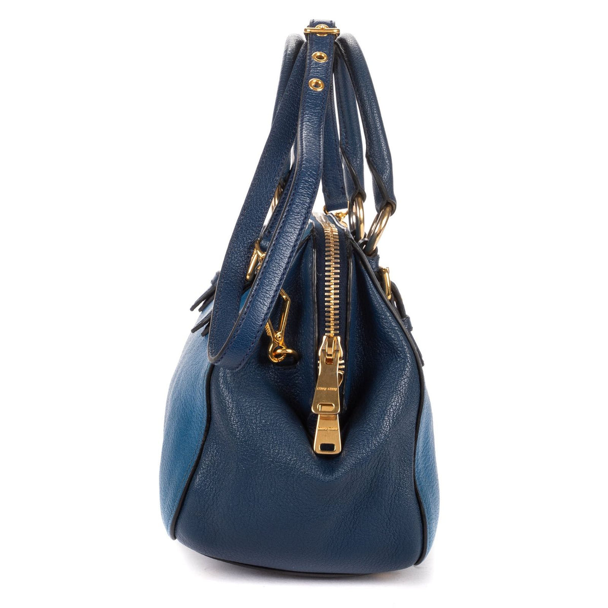 Miu Miu Bauletto Bag Blue Navy Madras Leather — view 3
